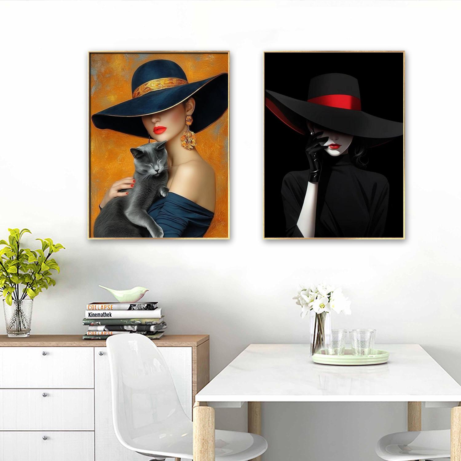 Embroidery Lips - Black Hat And Red Lips 5D