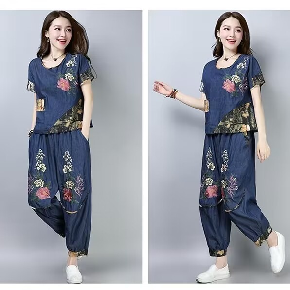 Embroidery In The Piece - Ethnic Style plus Size Women's Suit