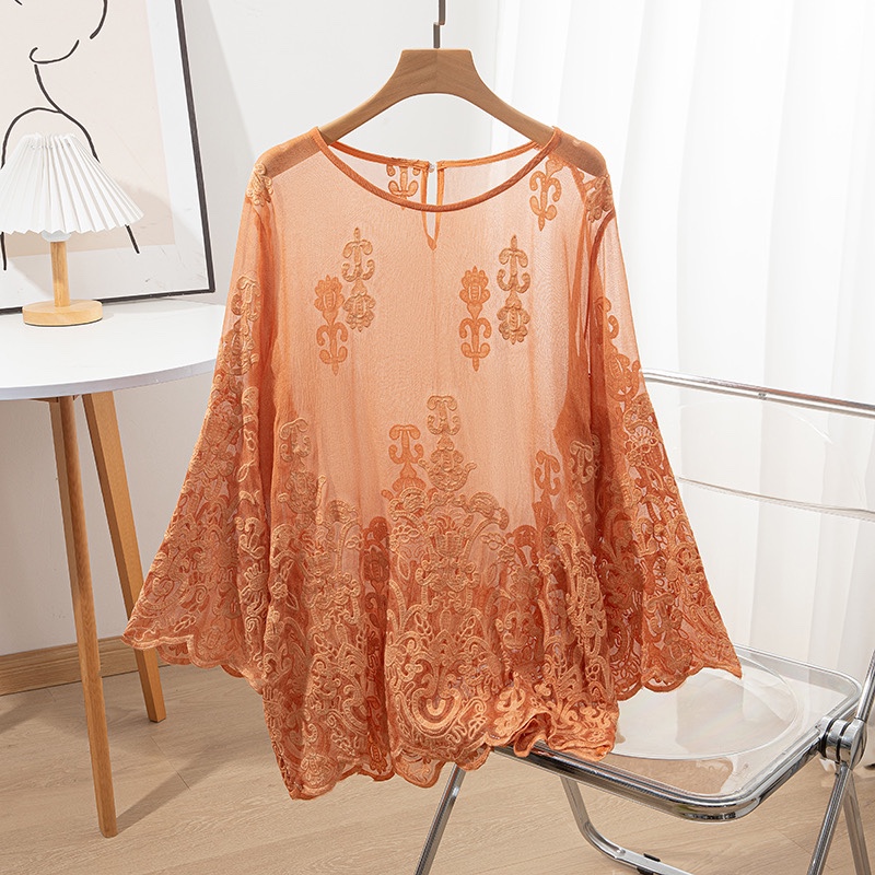 Embroidery Blouse - 100% Mulberry Silk Women Long Sleeve