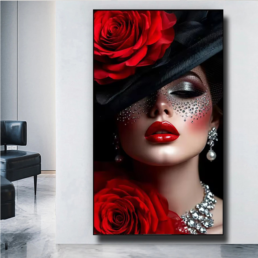 Embroidery Lips - Elegant red lip jewelry for women