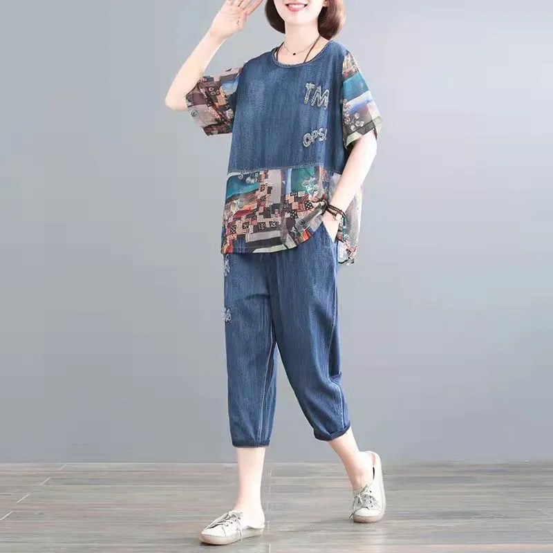 Embroidery On Jeans - 5XL Summer Women's Jeans Sets Spring