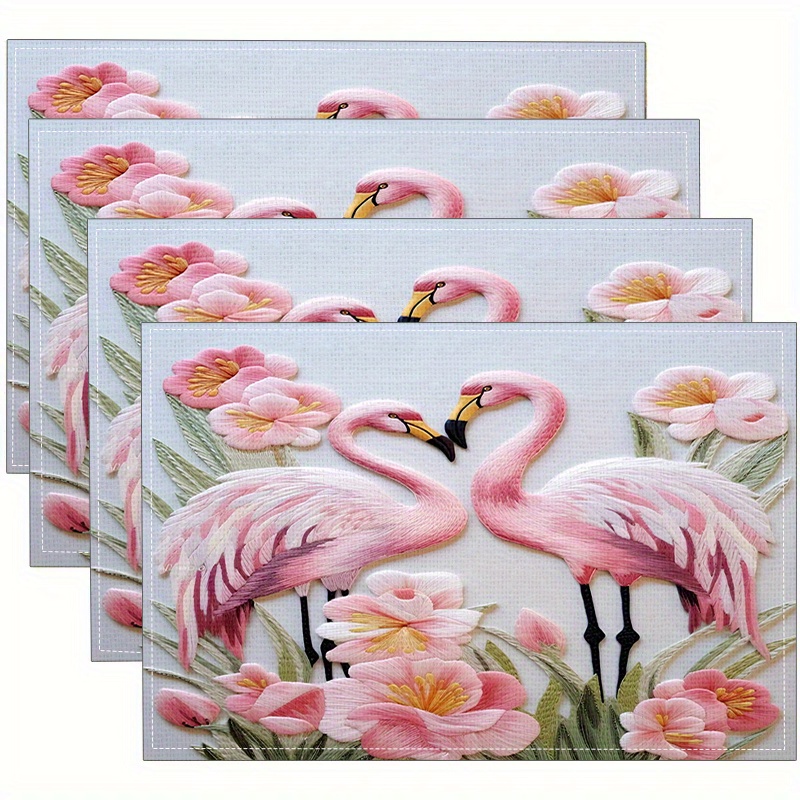 Embroidery Effect - Flamingo Pink Floral Embroidery Effect Print