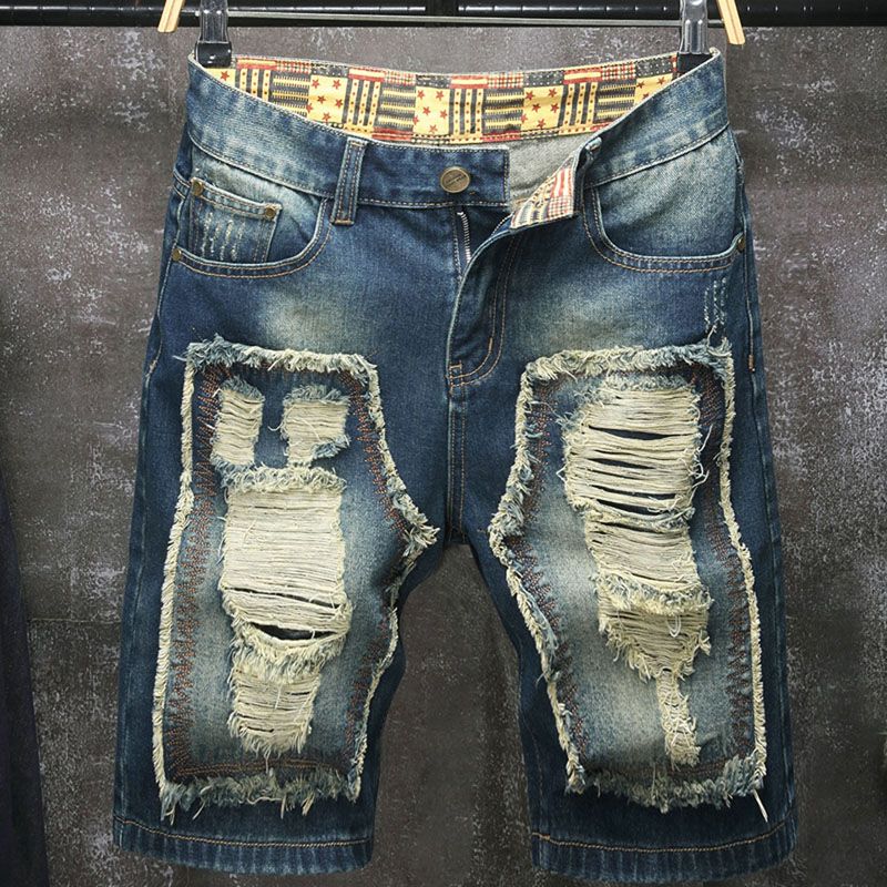 Embroidery On Jeans - New European and American style ripped