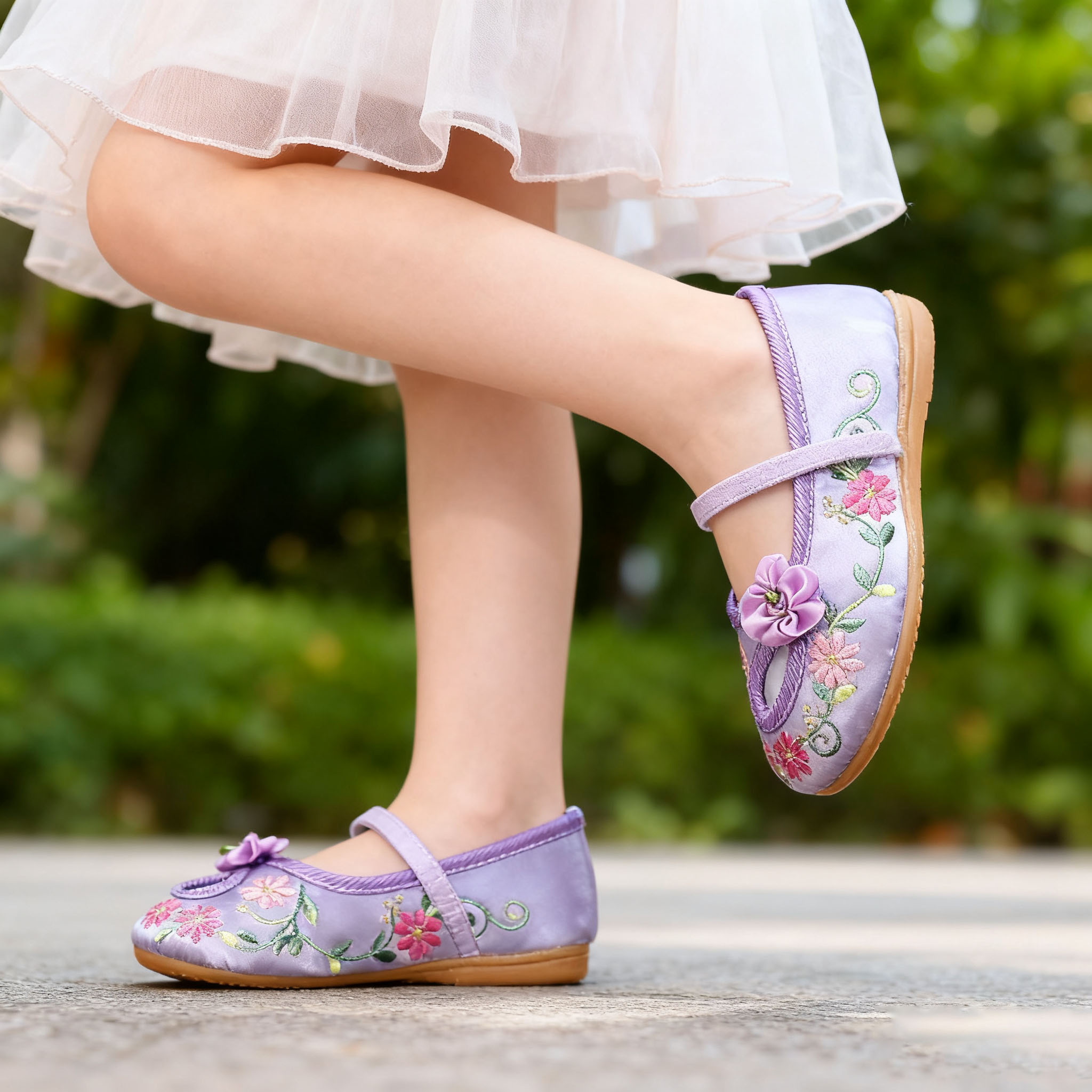 Embroidery Rose - Retro KIds Embroidery Ballet Shoes little