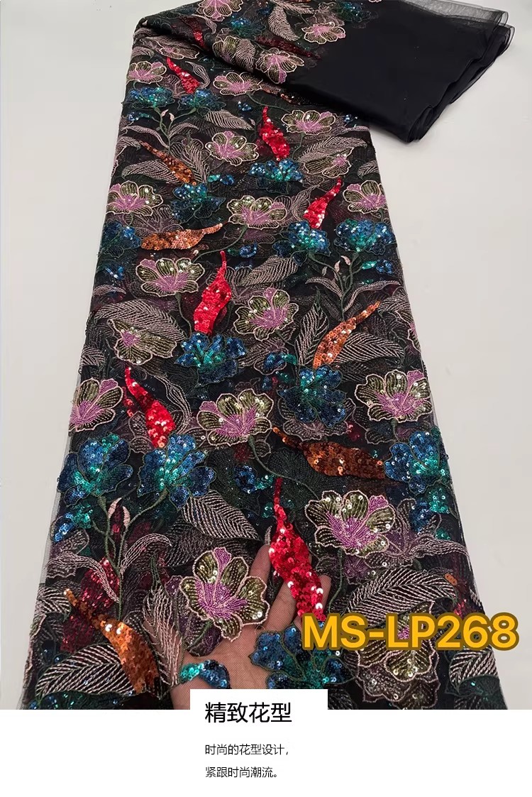 Embroidery Net Dress - 1yard Luxury Double color bead flower