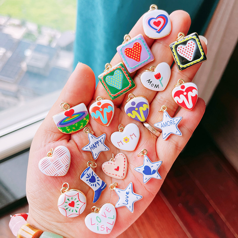 Lot 2pcs Trendy Heart Star Cha - Embroidery Charm review and price