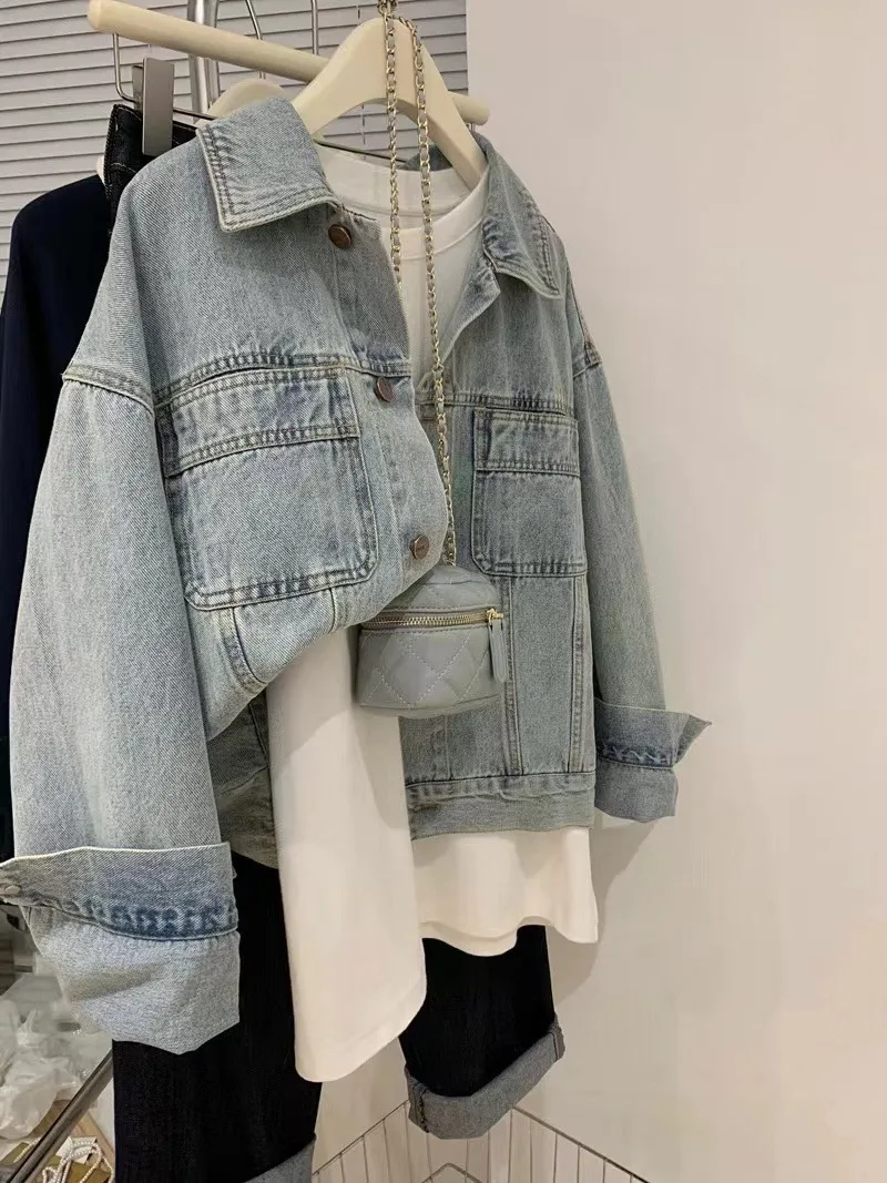 Denim Coat Women Y2k Spring Au - Embroidery Gothic review and price