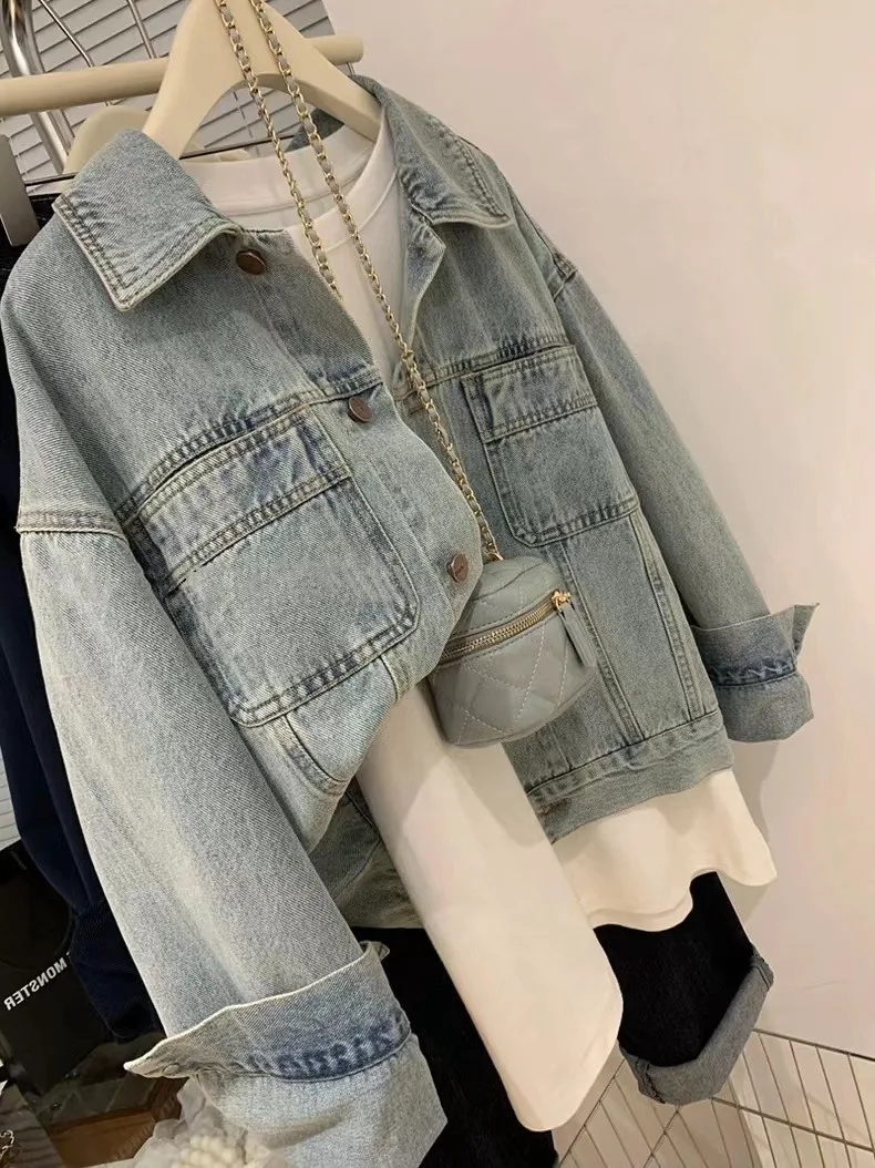 Denim Coat Women Y2k Spring Au - Embroidery Gothic review and price
