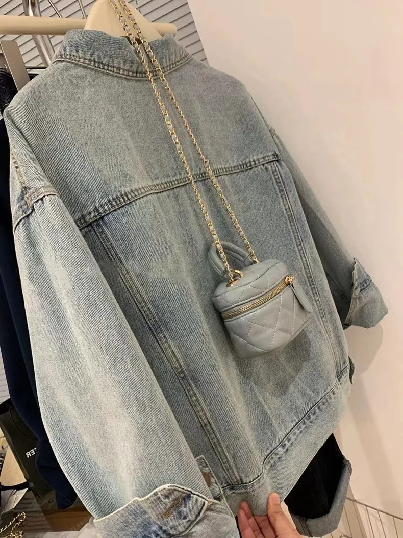 Denim Coat Women Y2k Spring Au - Embroidery Gothic review and price