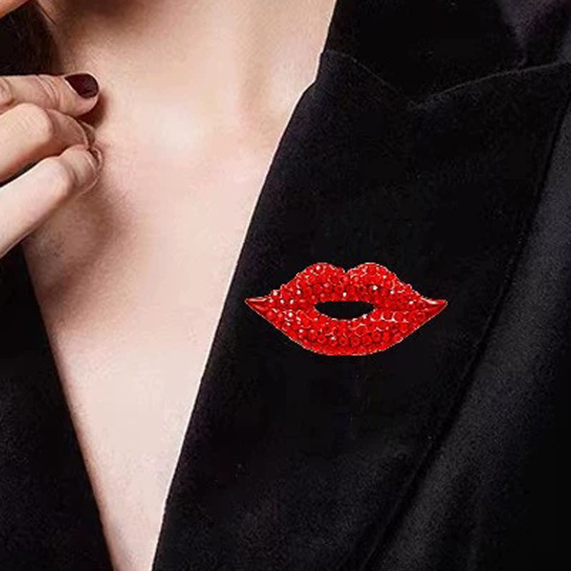 Full of Crystal Lips-shape Bro - Embroidery Lips review and price