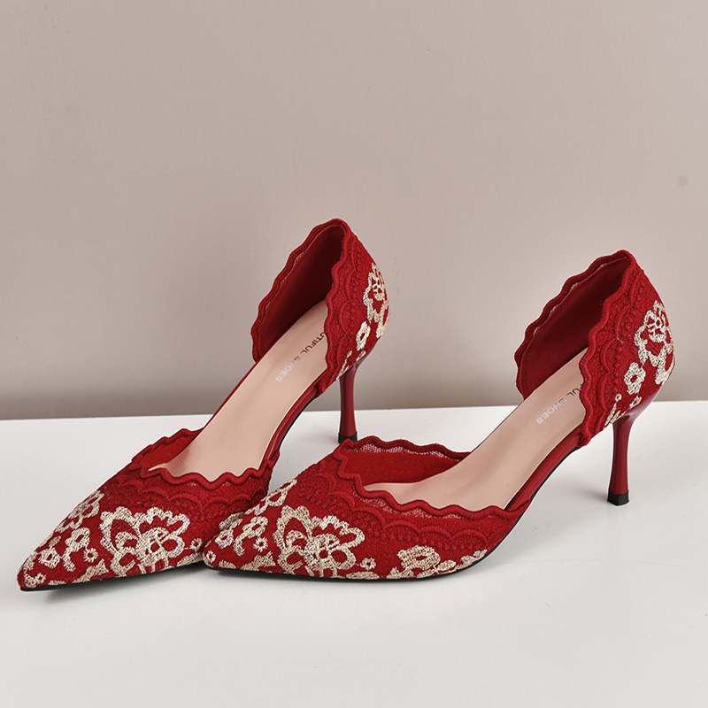 Luxury Red White Lace Embroide - Embroidery In The Piece review and price