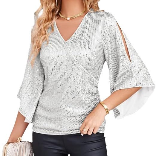 Women's Elegant Long Sleeve Bl - Embroidery Effect review and price