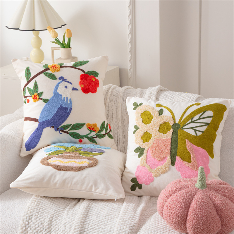 Cotton Canvas 3D Effect Birds  - Embroidery Effect review and price