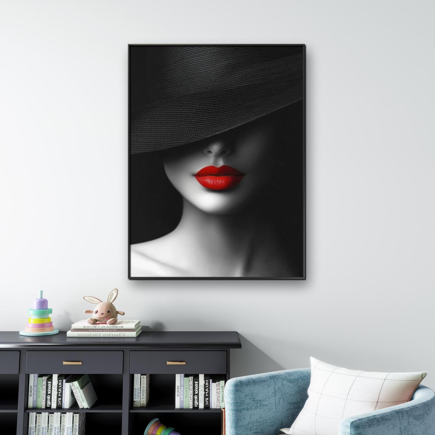 Black Hat And Red Lips 5D Diam - Embroidery Lips review and price