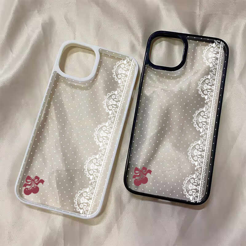 Cute Cherry Bow White Lace Pol - Embroidery White review and price