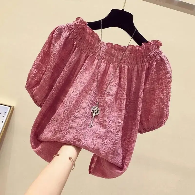 Rose Red casual slash neck puf - Embroidery Blouse review and price