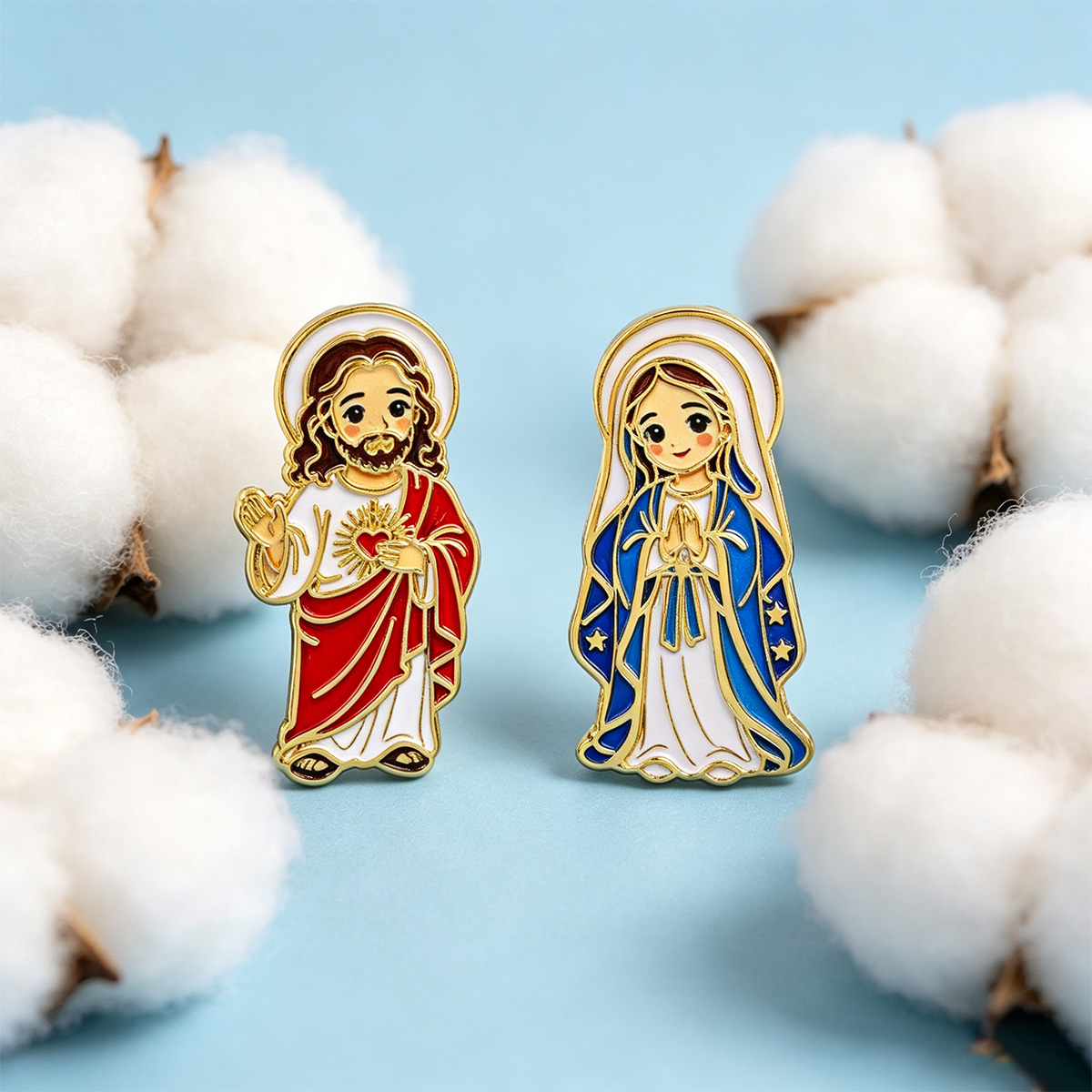 2pcs Jesus Virgin Mary Enamel  - Embroidery Jesus review and price