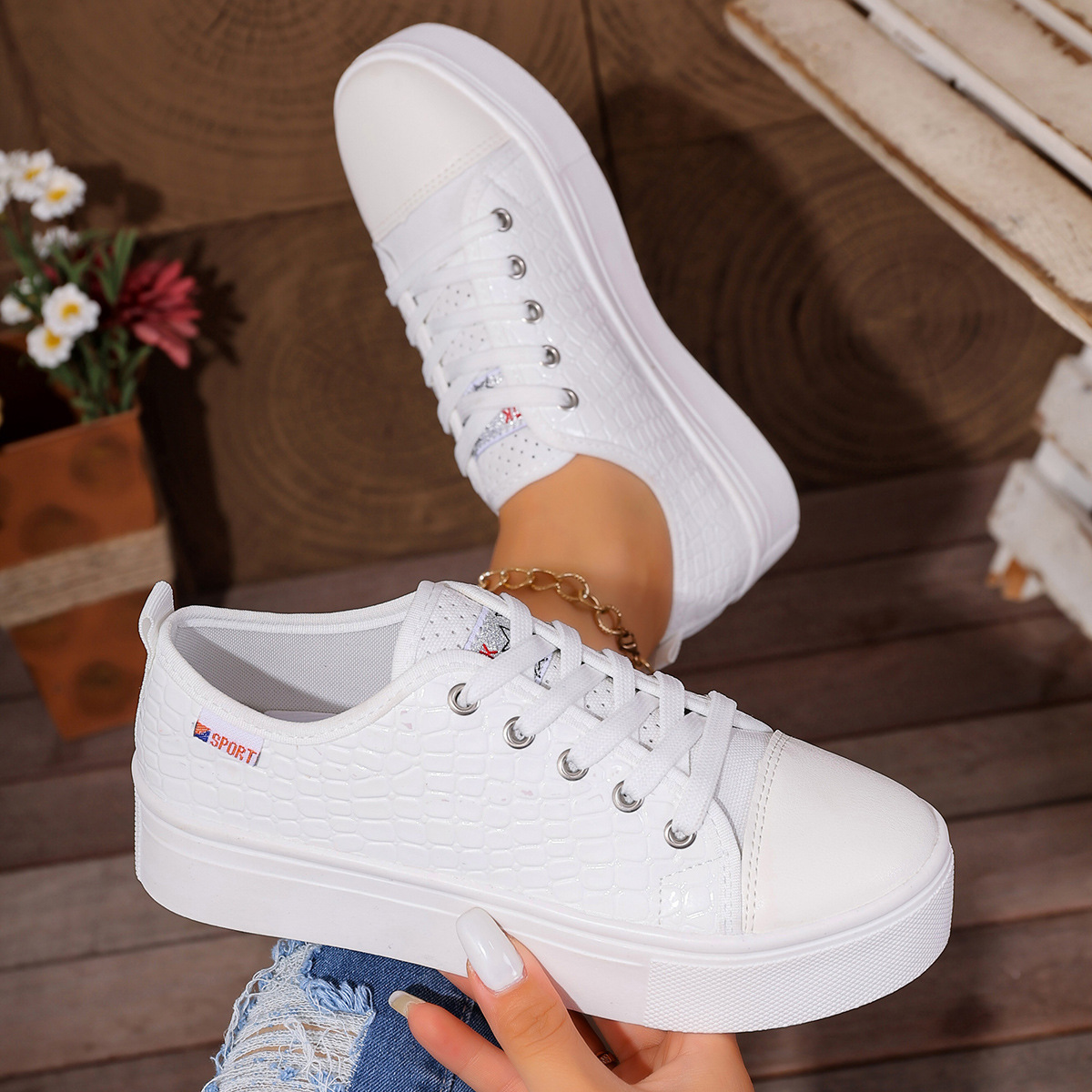 New women's flat casual single - Embroidery White review and price