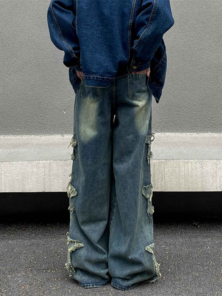 2026 Ropa Y2K Streetwear Star  - Embroidery On Jeans review and price