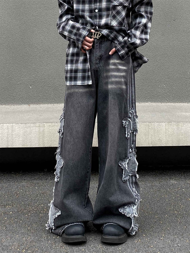 2026 Ropa Y2K Streetwear Star  - Embroidery On Jeans review and price