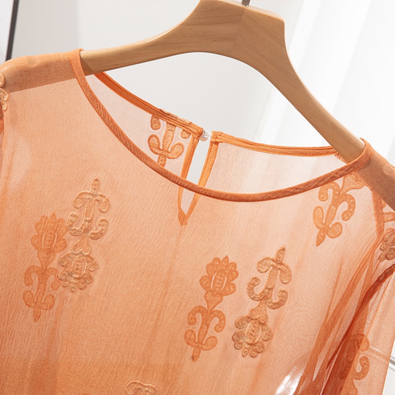 100% Mulberry Silk Women Long  - Embroidery Blouse review and price
