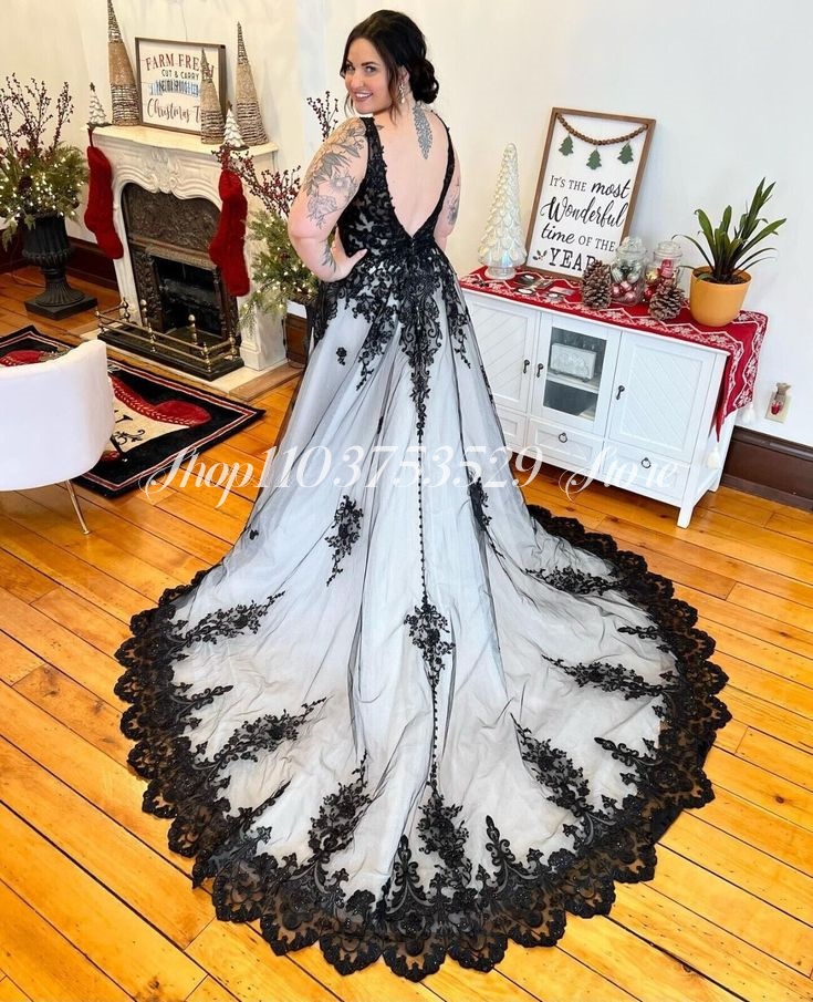 Gothic V Neck Wedding Dresses  - Embroidery Gothic review and price