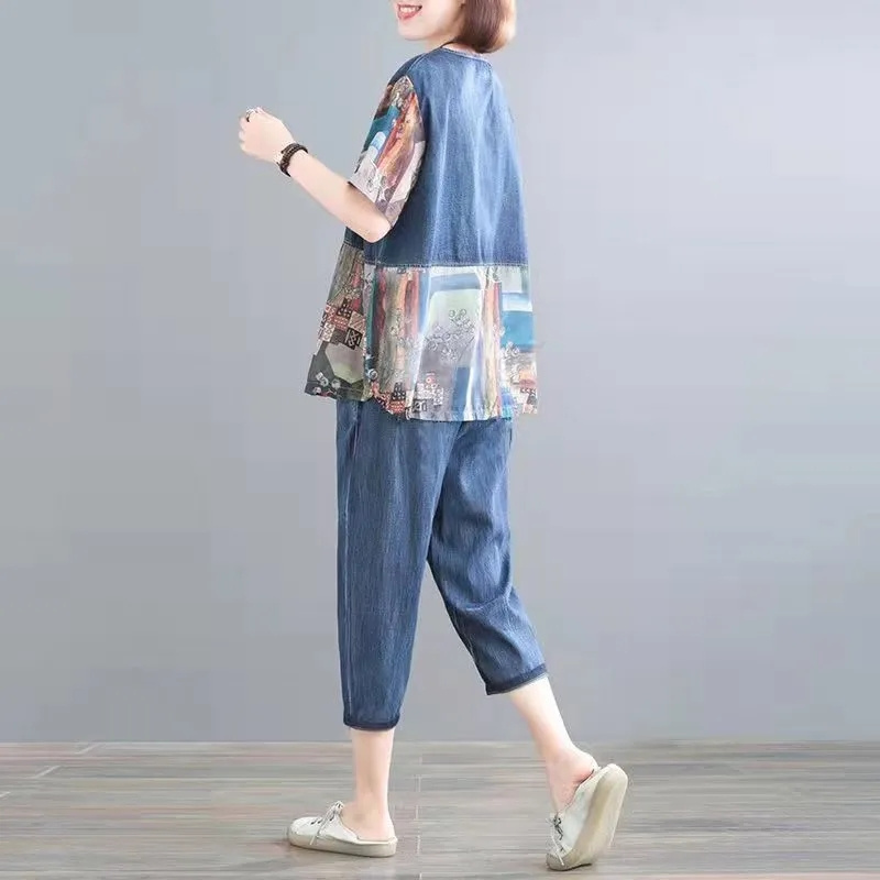 5XL Summer Women's Jeans Sets  - Embroidery On Jeans review and price