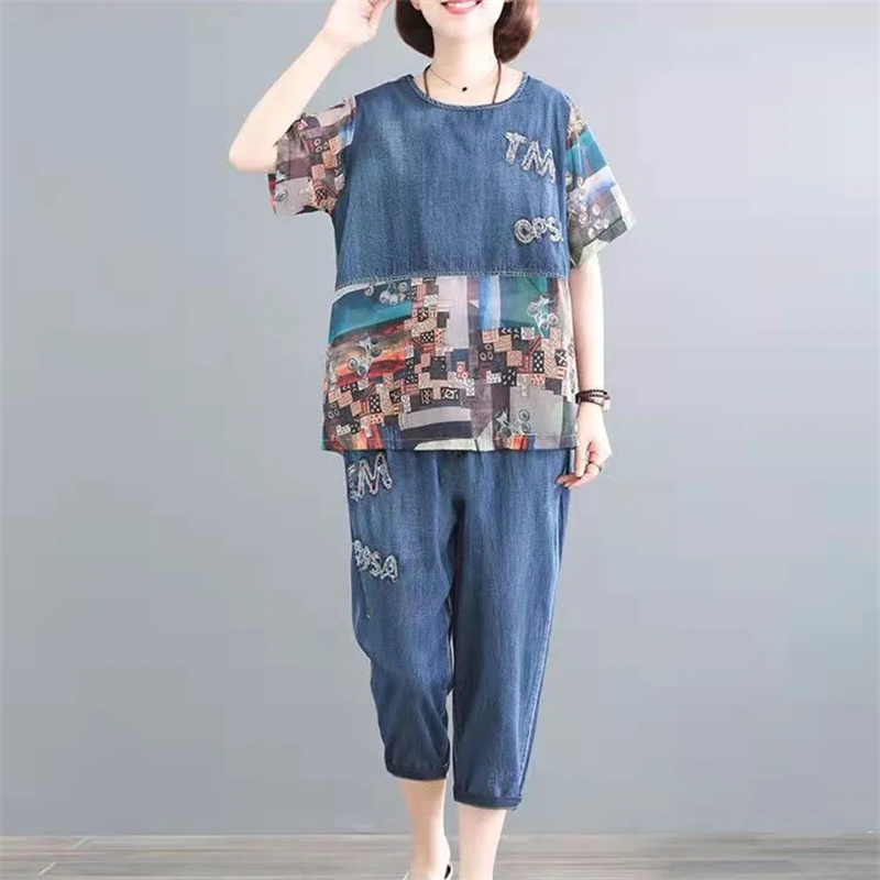 5XL Summer Women's Jeans Sets  - Embroidery On Jeans review and price