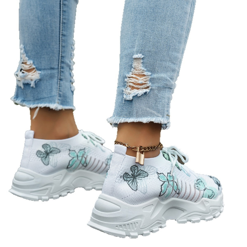 Women Butterfly Print Mesh Sne - Embroidery White review and price