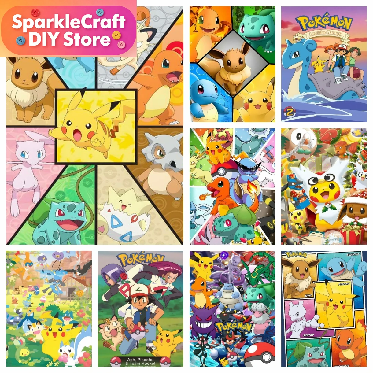 1pc frameless Cartoon Pokemon  - Embroidery Charm review and price
