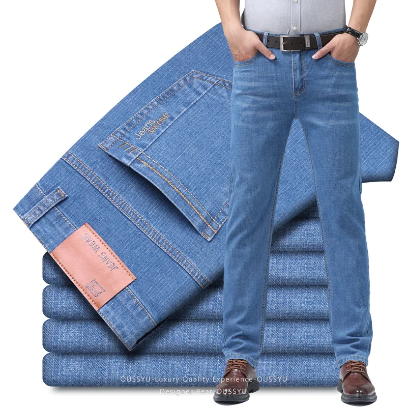 Summer Thin Men's Denim Jeans  - Embroidery Effect review and price