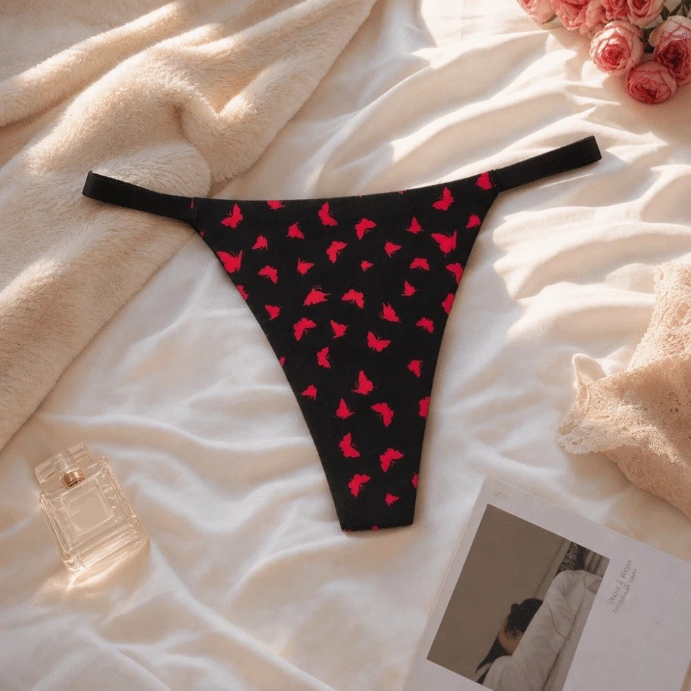 Elegant Seamless Women Thongs  - Embroidery Lips review and price