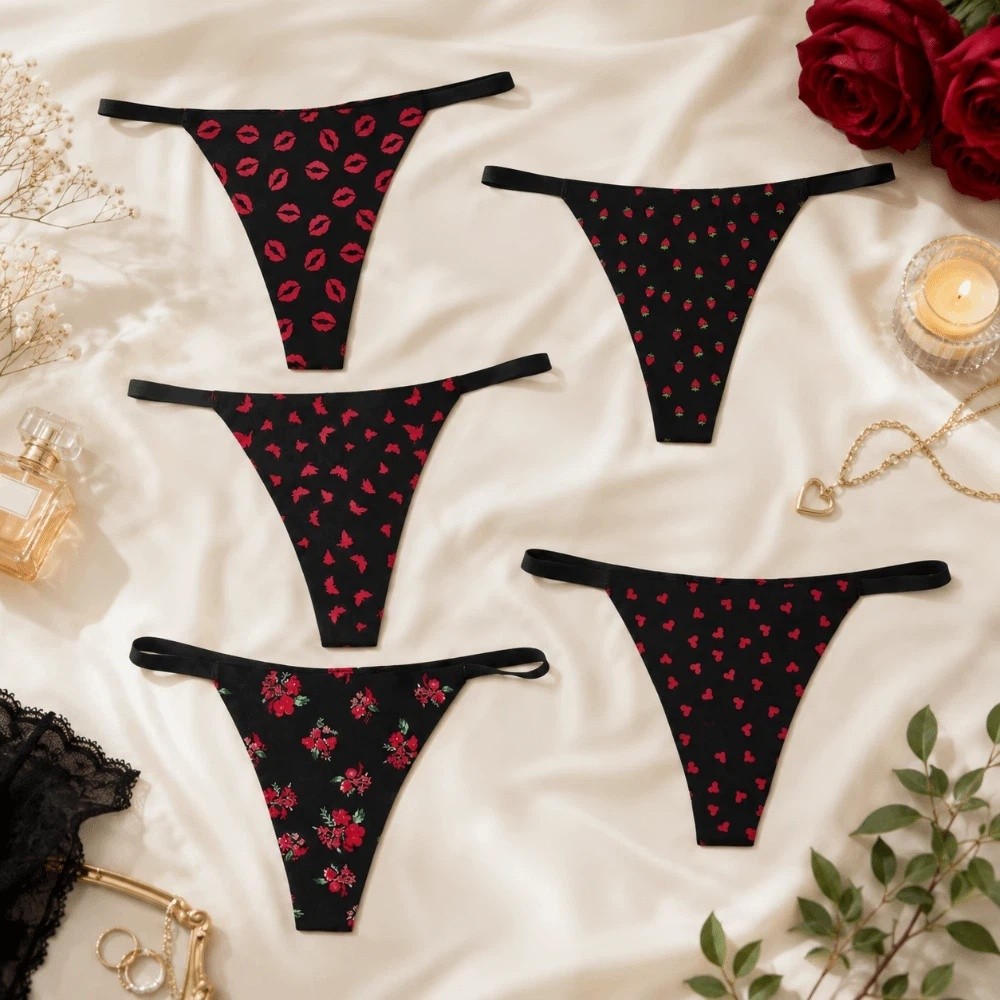 Elegant Seamless Women Thongs  - Embroidery Lips review and price