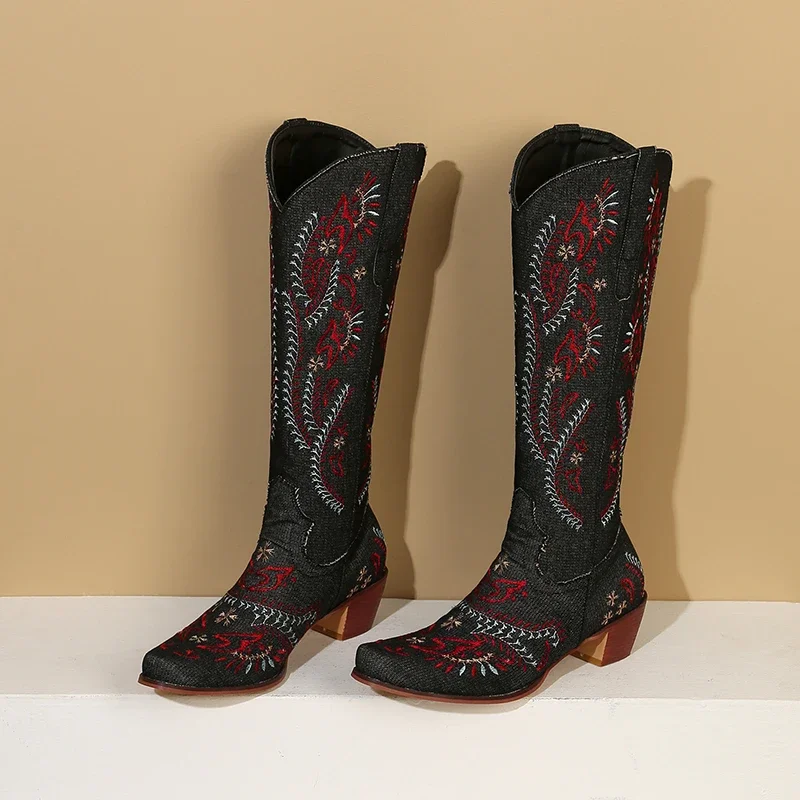 Blue Denim Western Cowgirl Kne - Embroidery On Jeans review and price