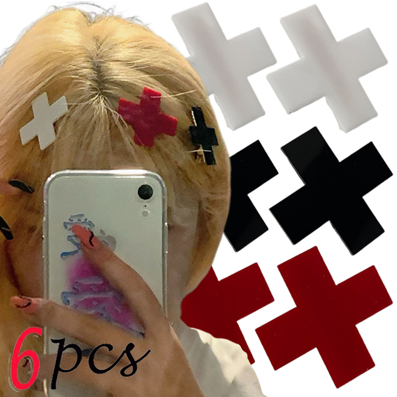 Y2K Red Cross Hair Clip Punk G - Embroidery Gothic review and price