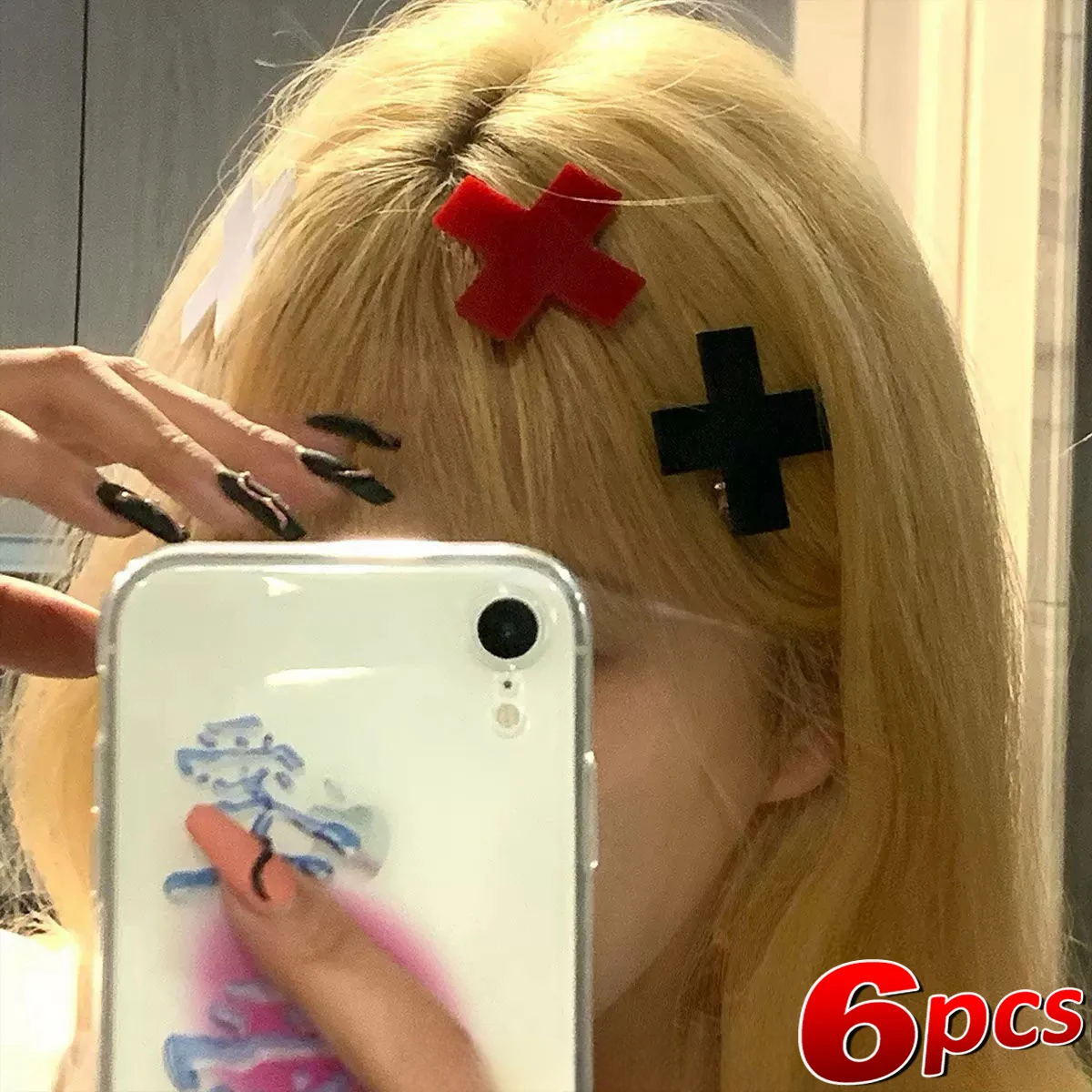 Y2K Red Cross Hair Clip Punk G - Embroidery Gothic review and price