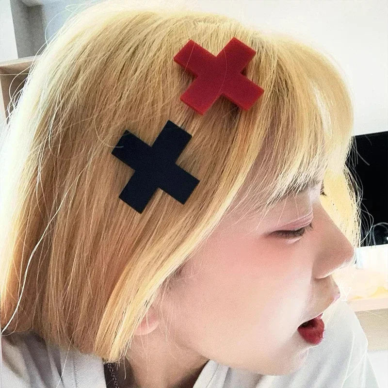 Y2K Red Cross Hair Clip Punk G - Embroidery Gothic review and price